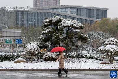 山東濟(jì)南出現(xiàn)降溫雨雪天氣